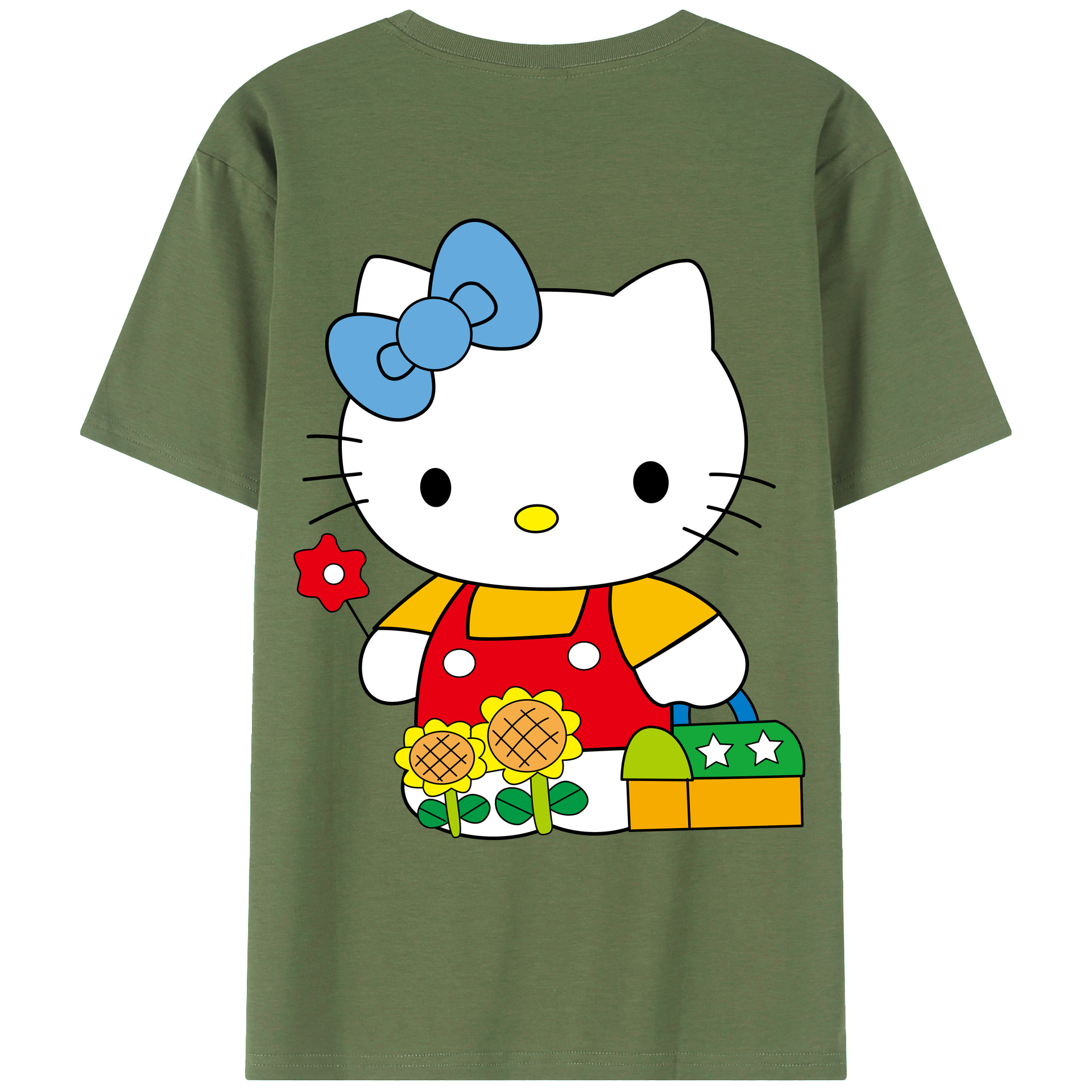 （画像用） Hello Kitty ハローキティ 綿100％ メンズ半袖Tシャツ（バックプリント） 通気性